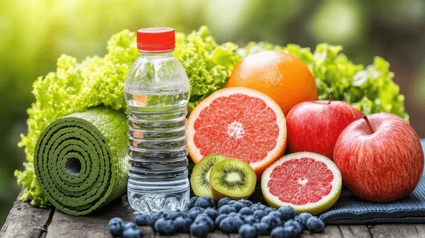 Fresh Vegetables with Water Bottle